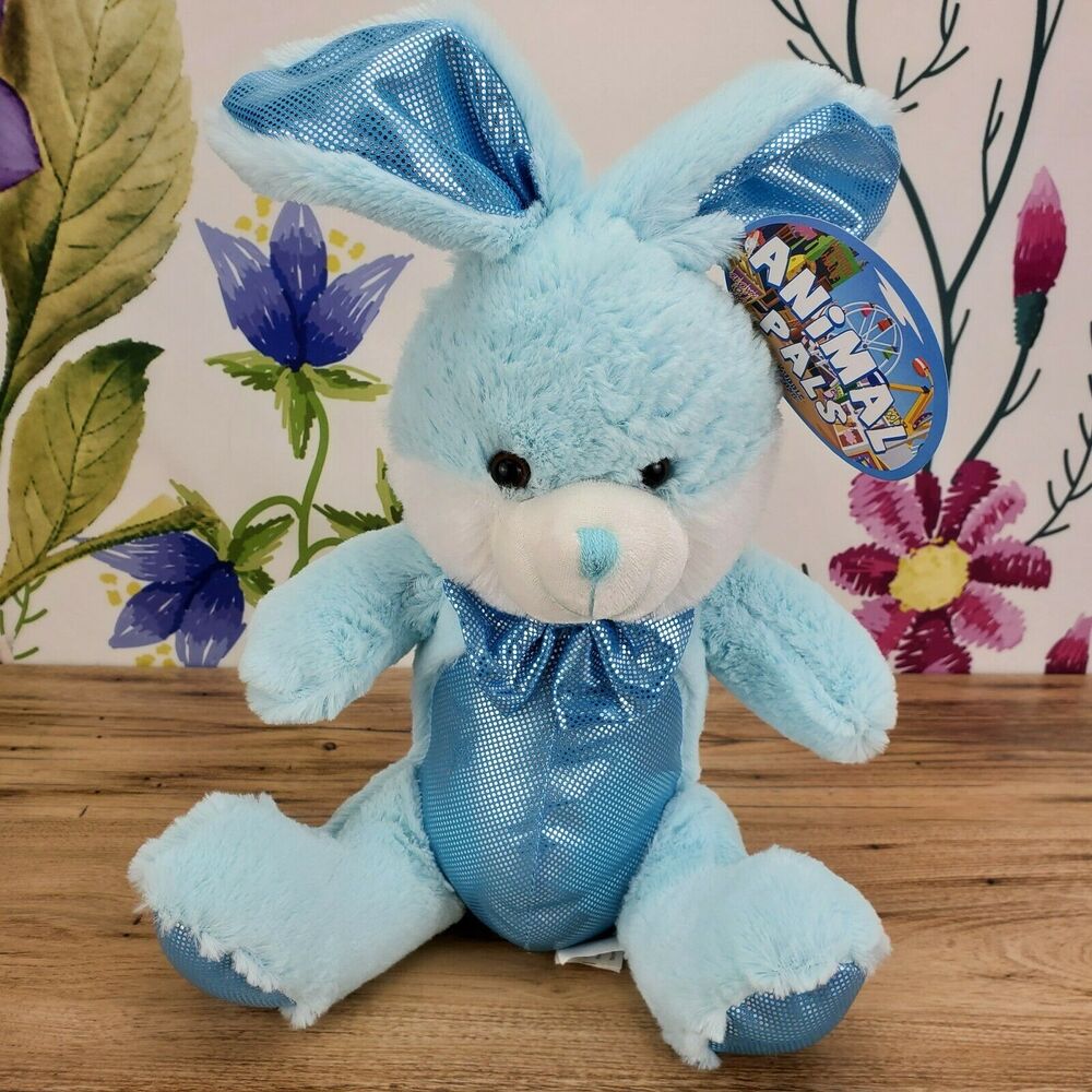 Kellytoy Blue Easter Bunny Plush 13" Animal Pals Rabbit Stuffed Animal Soft Toy